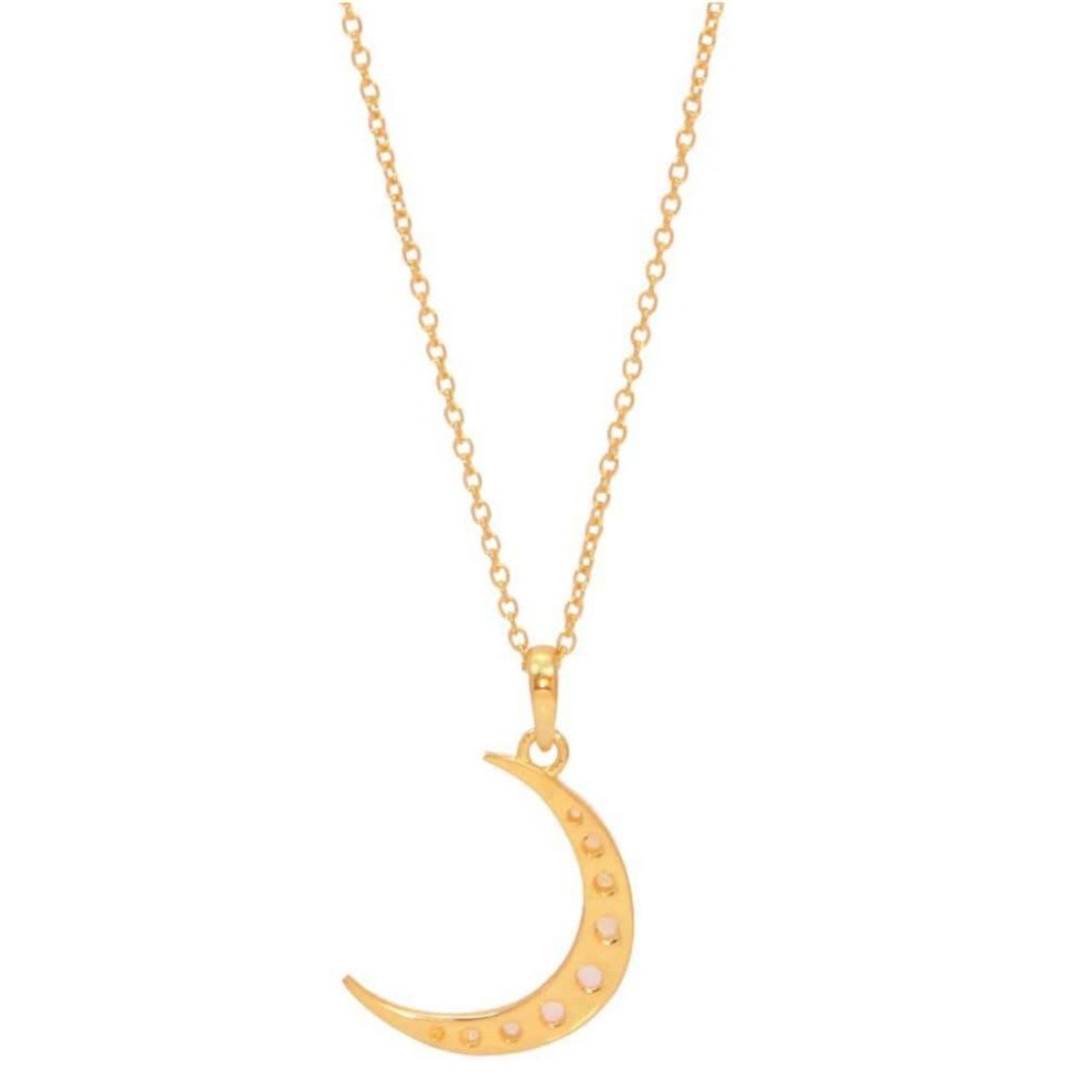 Opal Crescent Moon Necklace/18k Yellow Gold Vermeil - infinityXinfinity.co.uk