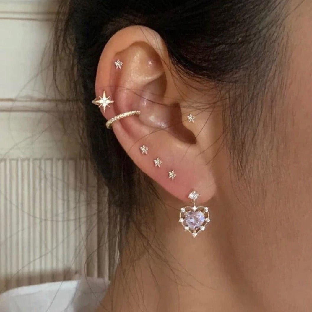 Annabella Heart Earrings/18K White Gold & Cubic Zirconia - InfinityXInfinity