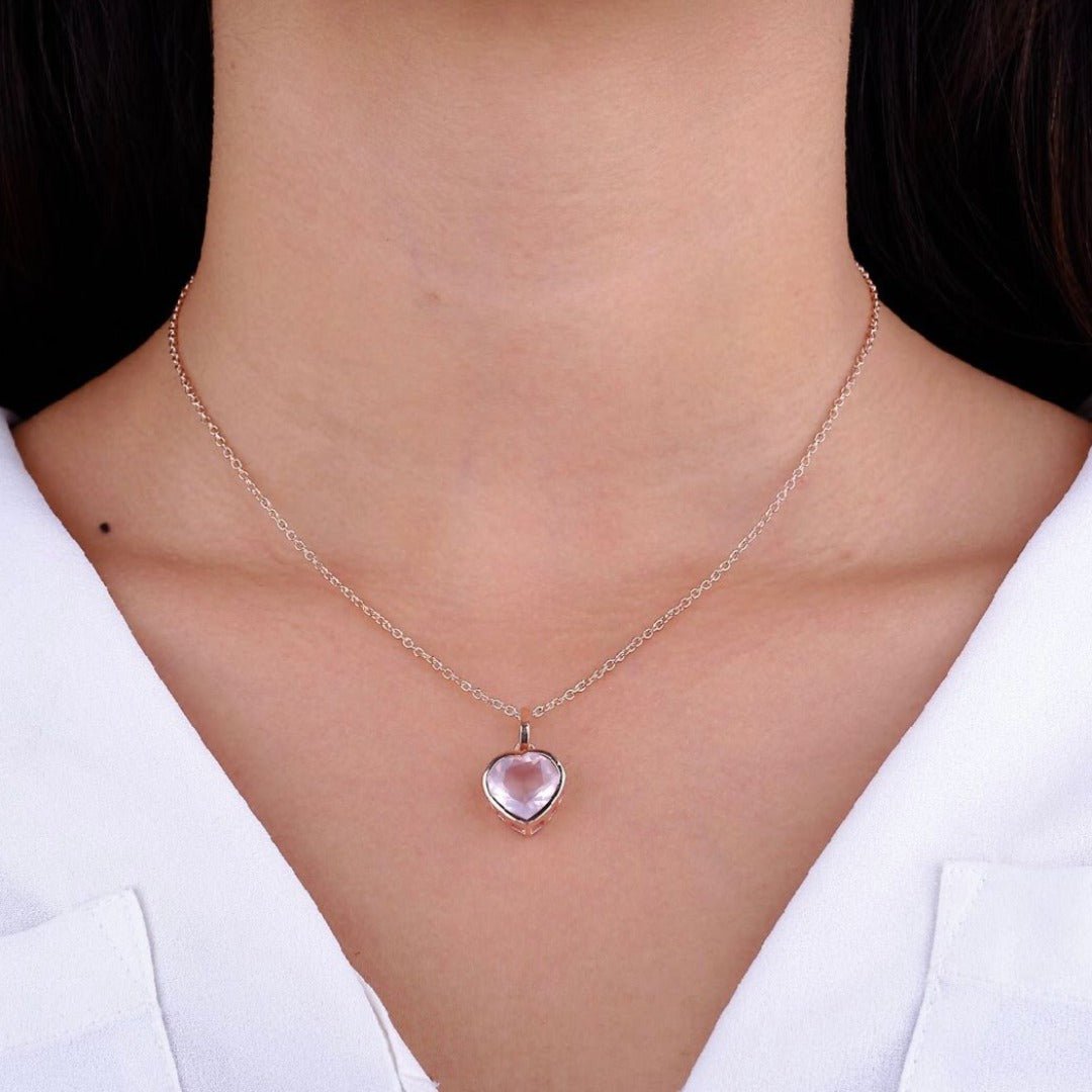 Gemstone Heart Rose Gold Necklace 