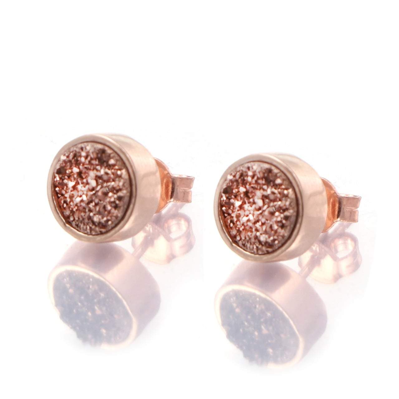 Sunset Sparkles Statement Earrings 18K Rose Gold & Rose Titanium Druzy