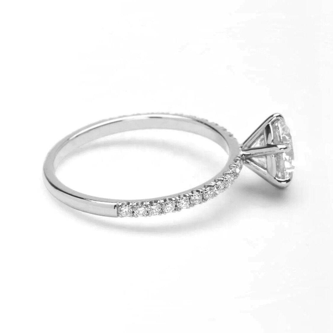 Solitaire Promise Ring with side stones/18K White Gold & Cubic Zirconia - infinityXinfinity.co.uk
