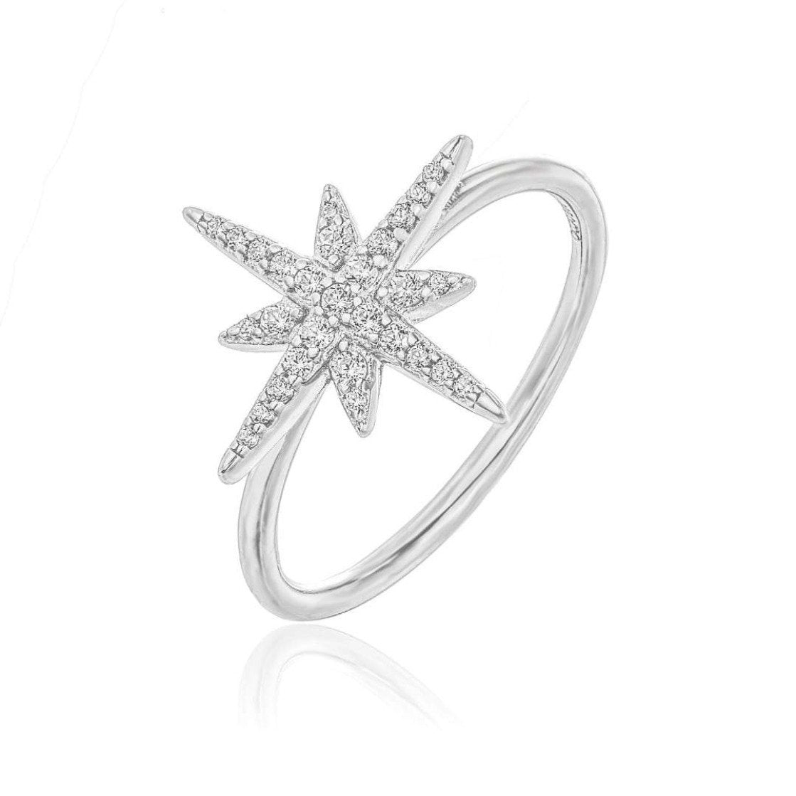 Starburst Ring/18K White Gold & Cubic Zirconia - infinityXinfinity.co.uk