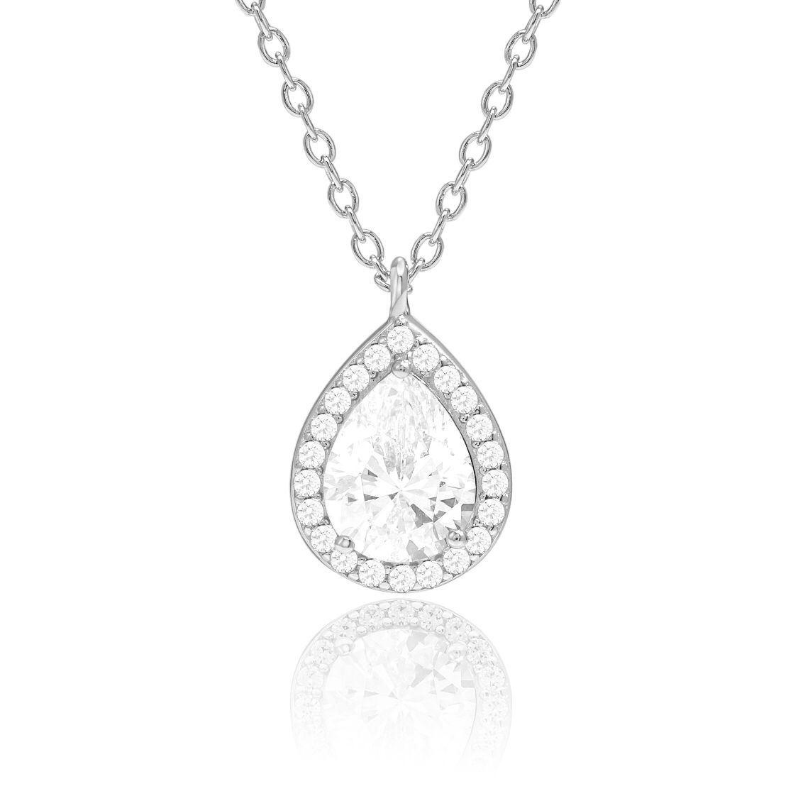 Teardrop white gold necklace