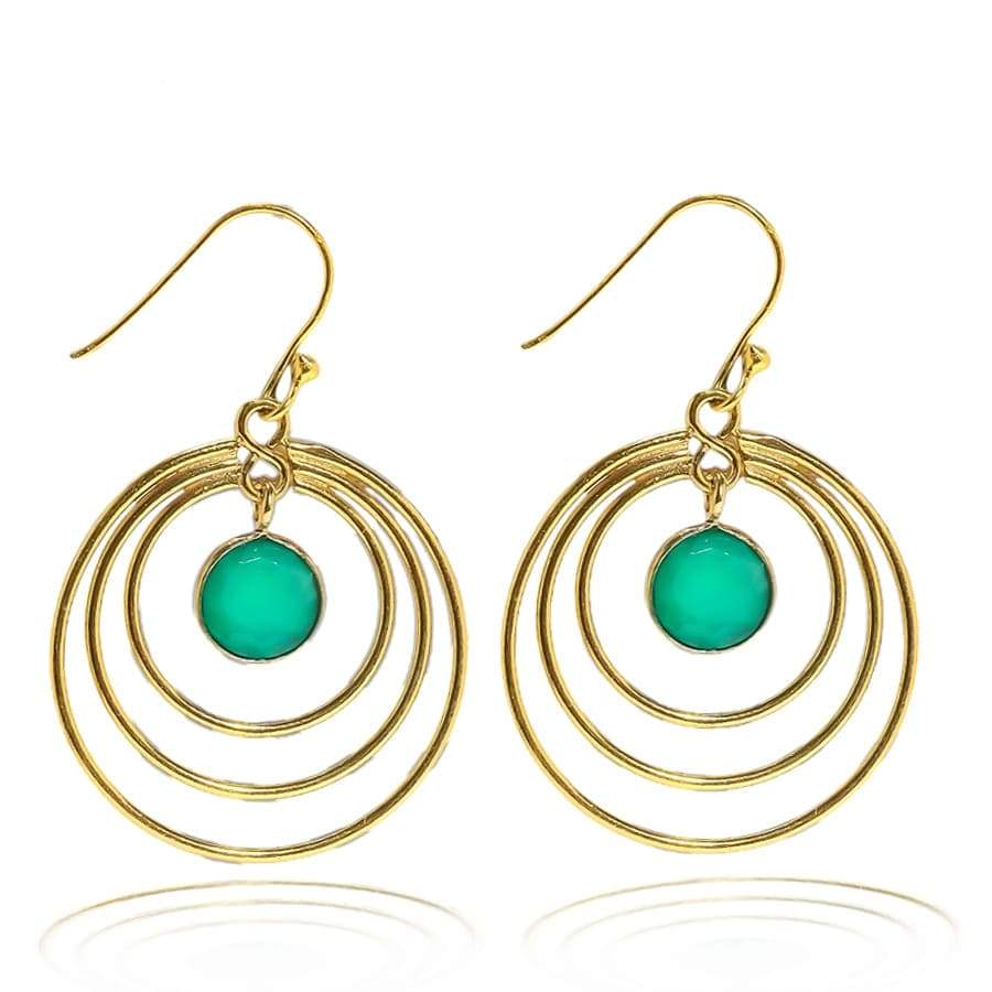 Triple Hoop Earrings 18K Yellow Gold Vermeil & Onyx