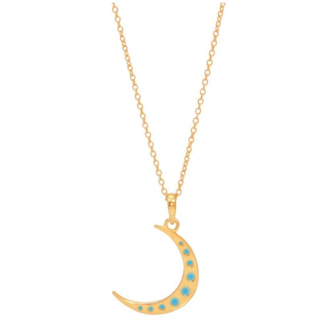 Crescent Moon Necklace/18k Yellow Gold Vermeil & Turquoise - infinityXinfinity.co.uk