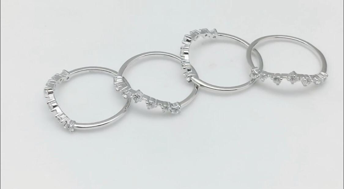 V Shaped Stacker Ring/18K White Gold & Premium Cubic Zirconia - infinityXinfinity.co.uk