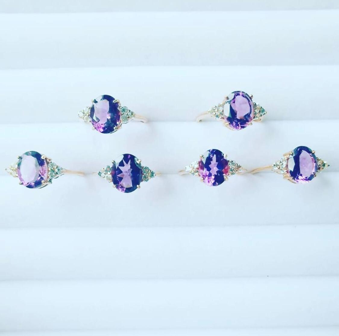 The Princess Ring/18k Rose Gold Vermeil Amethyst & White Topaz - infinityXinfinity.co.uk