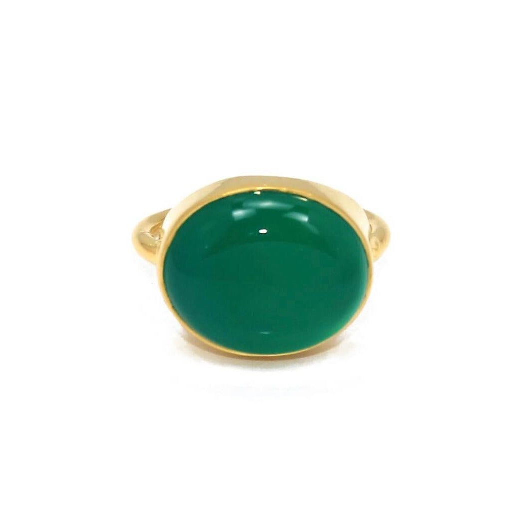 Green Onyx Ring 18K Yellow gold Vermeil