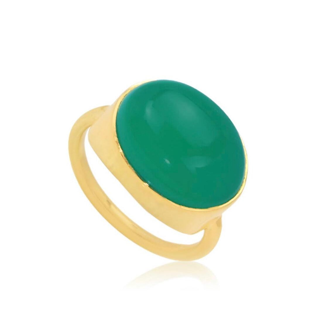 Green Onyx Ring/18k Yellow gold Vermeil - infinityXinfinity.co.uk