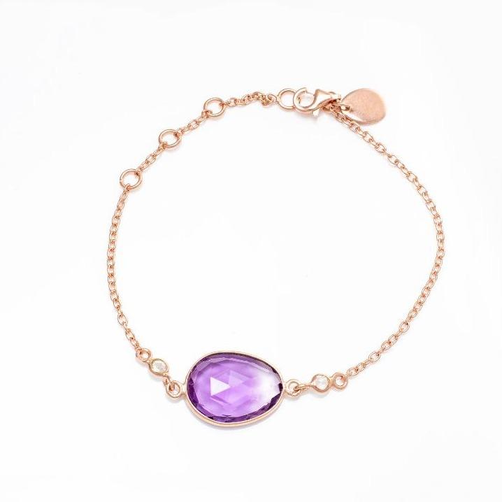 Princess Bracelet/18k Rose Gold with Amethyst & White Topaz - infinityXinfinity.co.uk