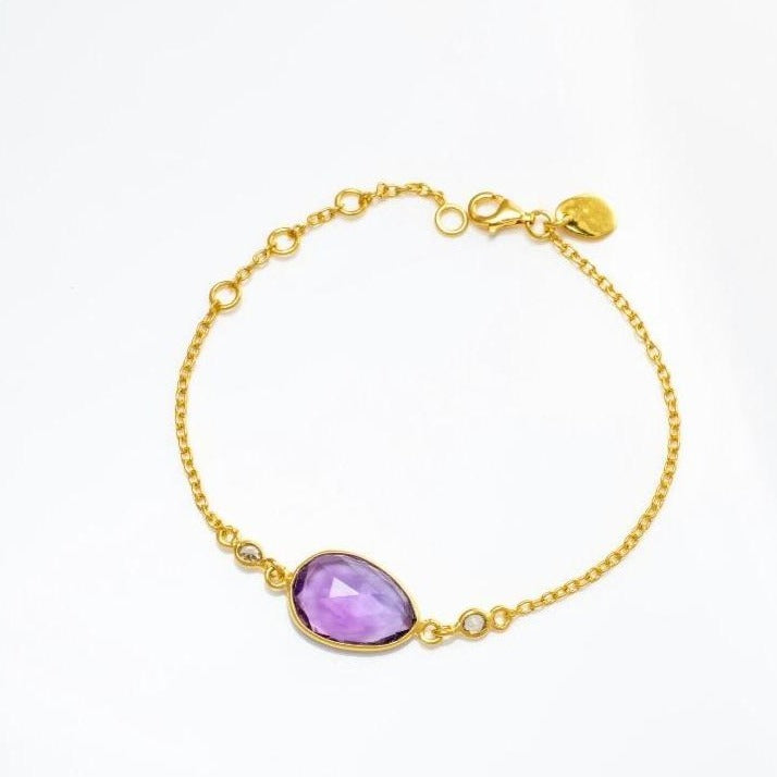 Princess Bracelet/18k yellow Gold with Amethyst & White Topaz - infinityXinfinity.co.uk