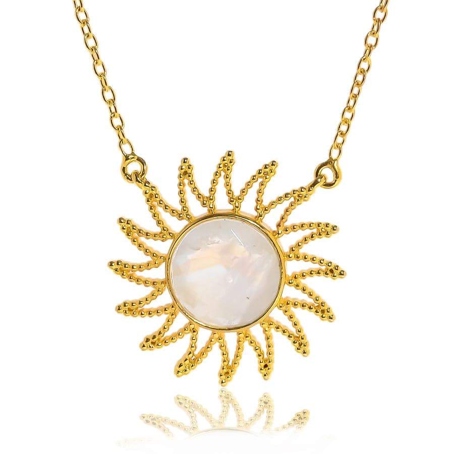 Eclipse Necklace 18K Yellow Gold & Rainbow Moonstone