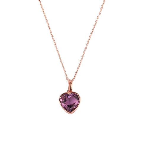 Amethyst Devotion Heart Necklace/18K Rose Gold Vermeil & Amethyst - InfinityXInfinity