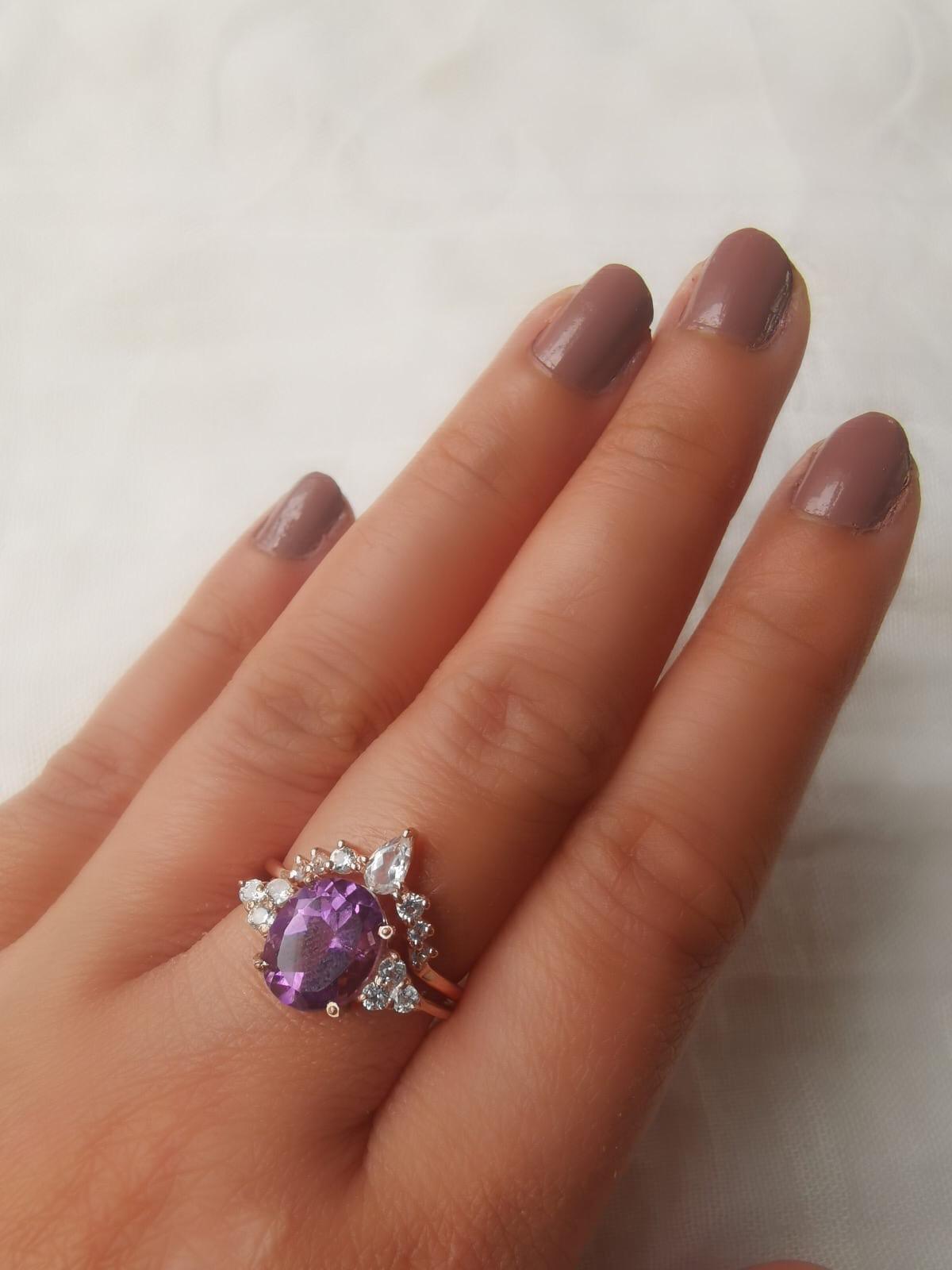 The Princess Ring/18k Rose Gold Vermeil Amethyst & White Topaz - infinityXinfinity.co.uk