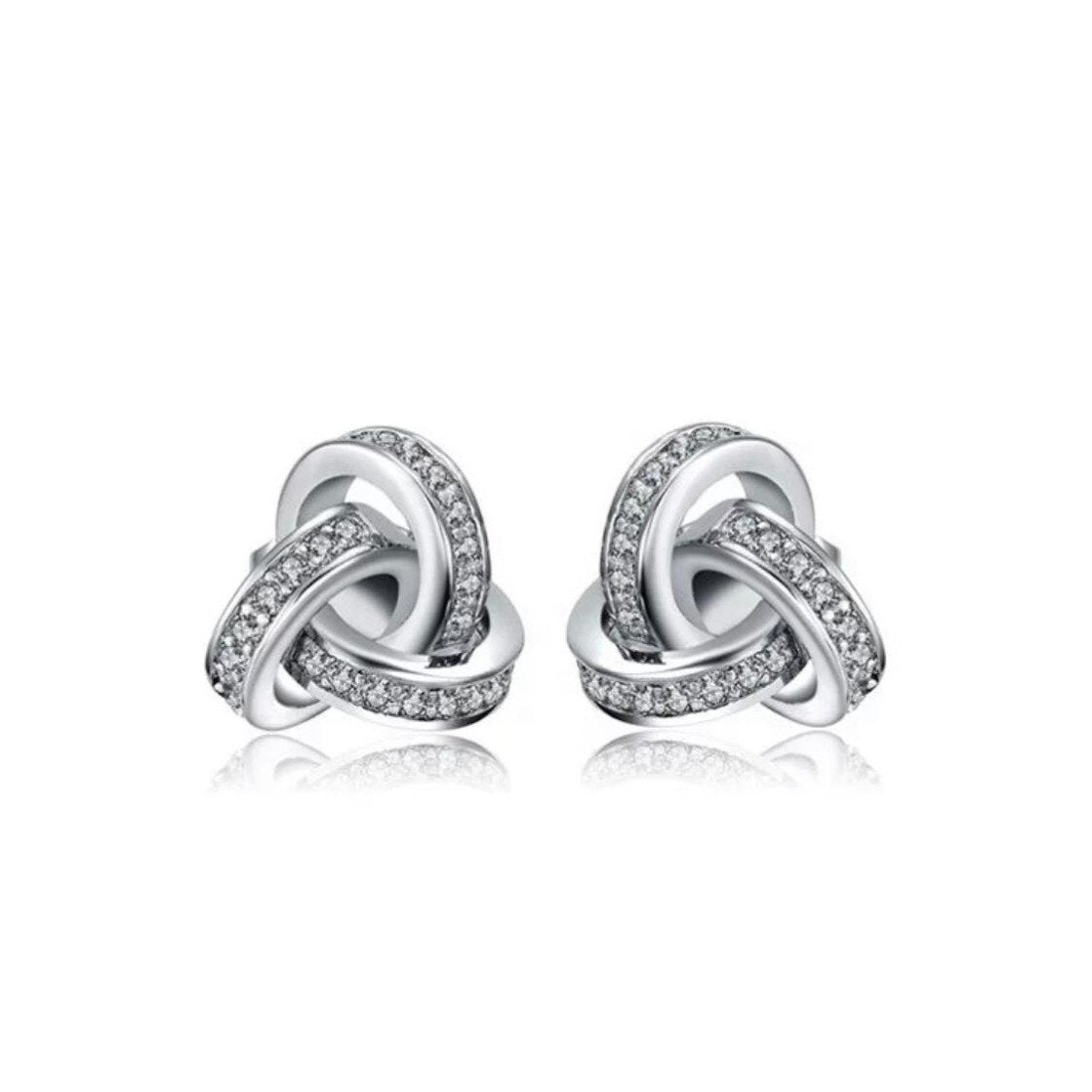Atomic Stud Earrings 18K White Gold Vermeil & Cubic Zirconia
