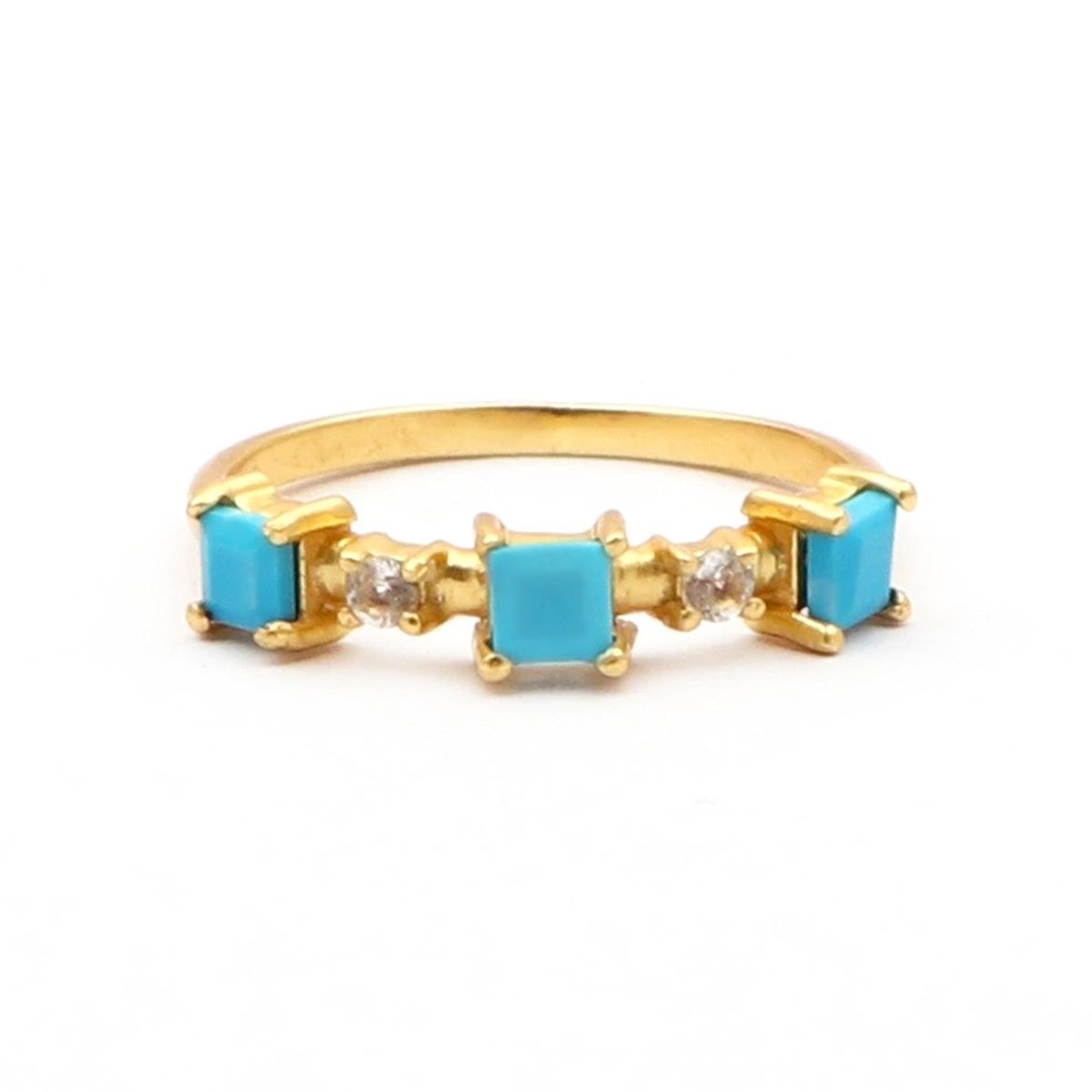 Blue Nile Statement Ring 18K Yellow Gold Turquoise & Topaz Stacker