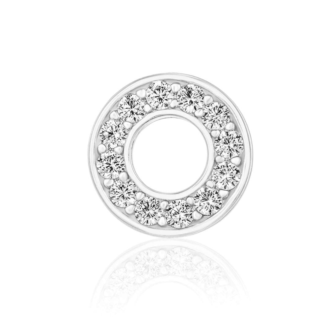 Circle Stud Earrings/18K White Gold & Cubic Zirconia - infinityXinfinity.co.uk