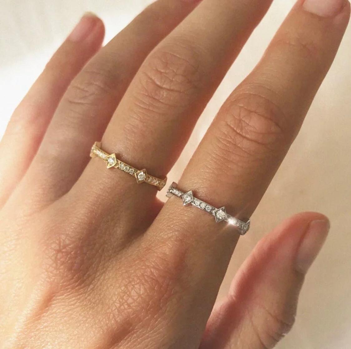 Crown Eternity With Side Stones Ring/18k White Gold & Premium Cubic Zirconia - infinityXinfinity.co.uk