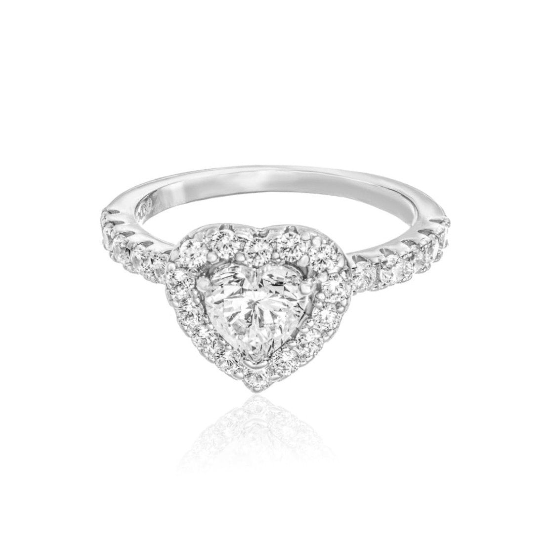Halo Heart Promise Ring/18K White Gold & Cubic Zirconia - infinityXinfinity.co.uk