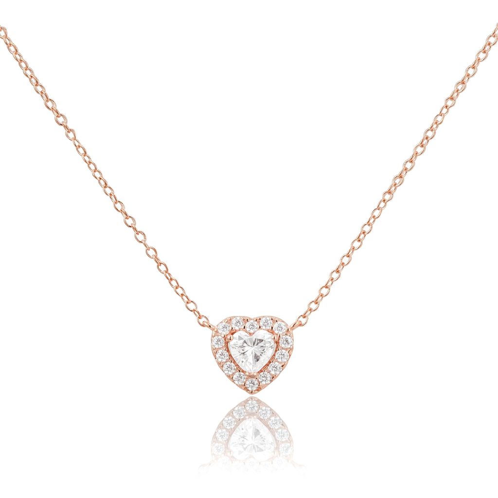 halo necklace 18k rose gold