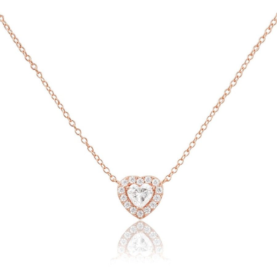 Rose Gold Halo Heart Necklace