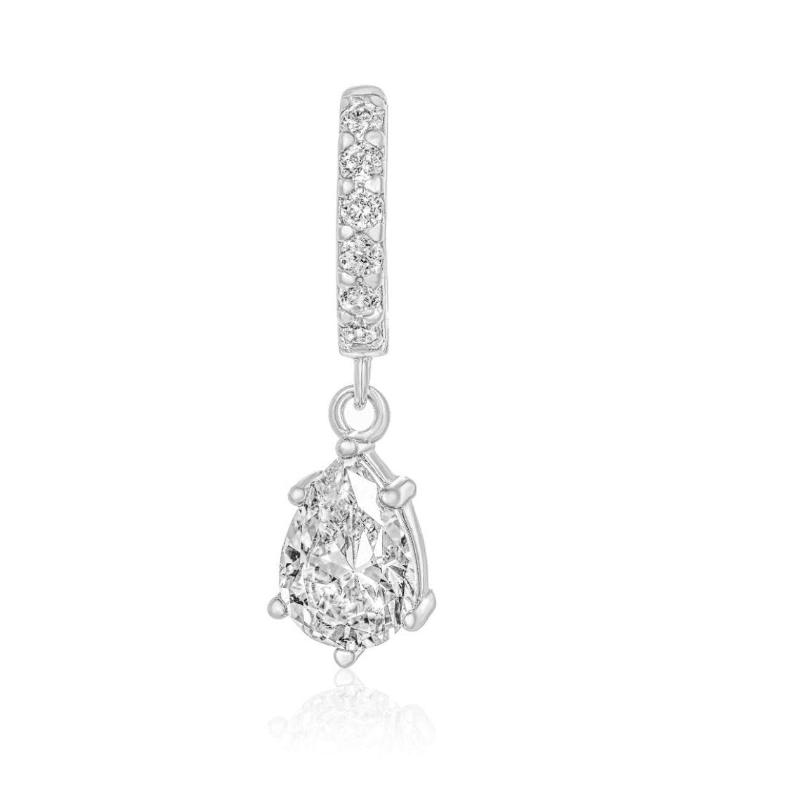 Huggie Snowdrop Earrings/18K White Gold & Premium Cubic Zirconia - infinityXinfinity.co.uk