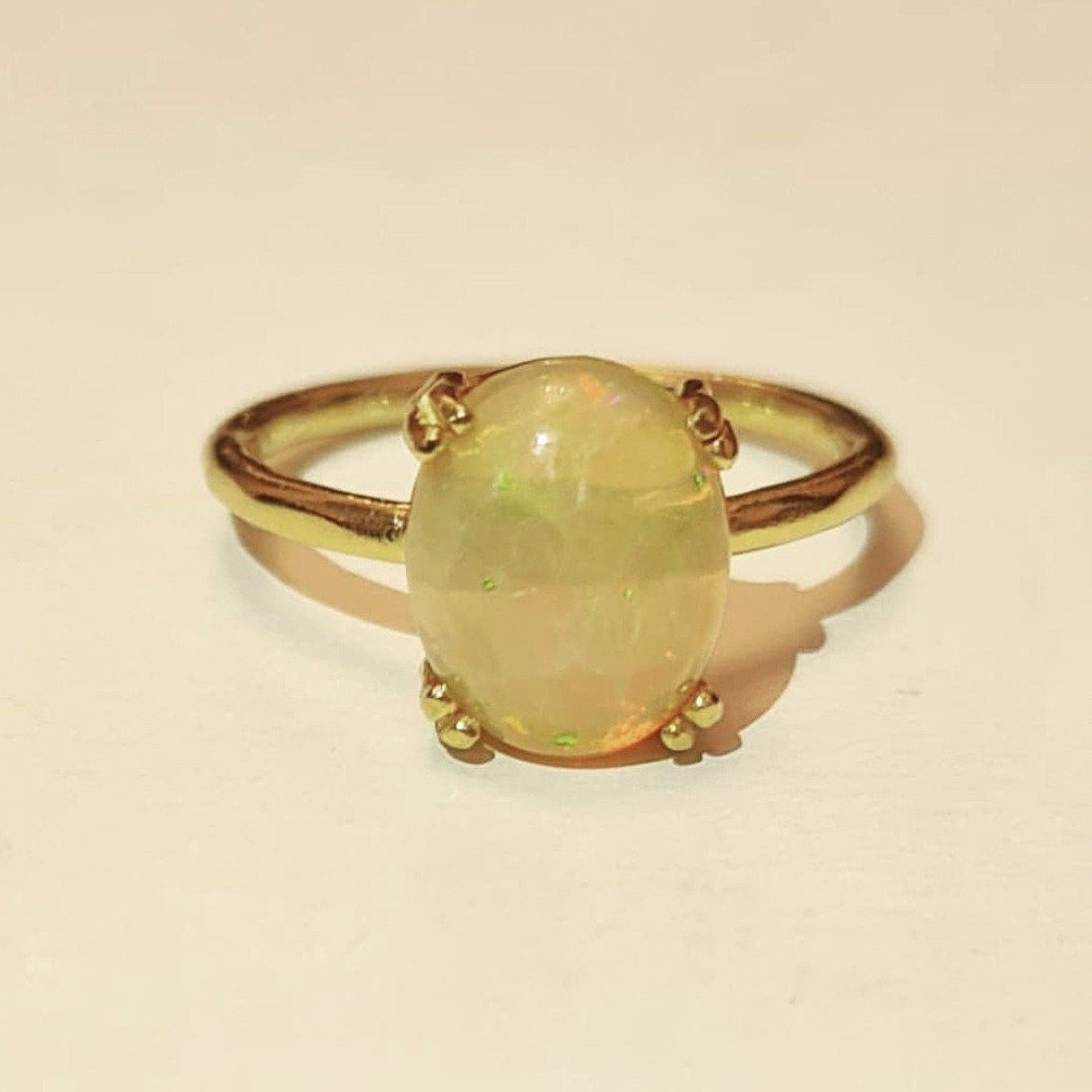 Fire Red Opal Ring/18k Yellow Gold Vermeil - infinityXinfinity.co.uk