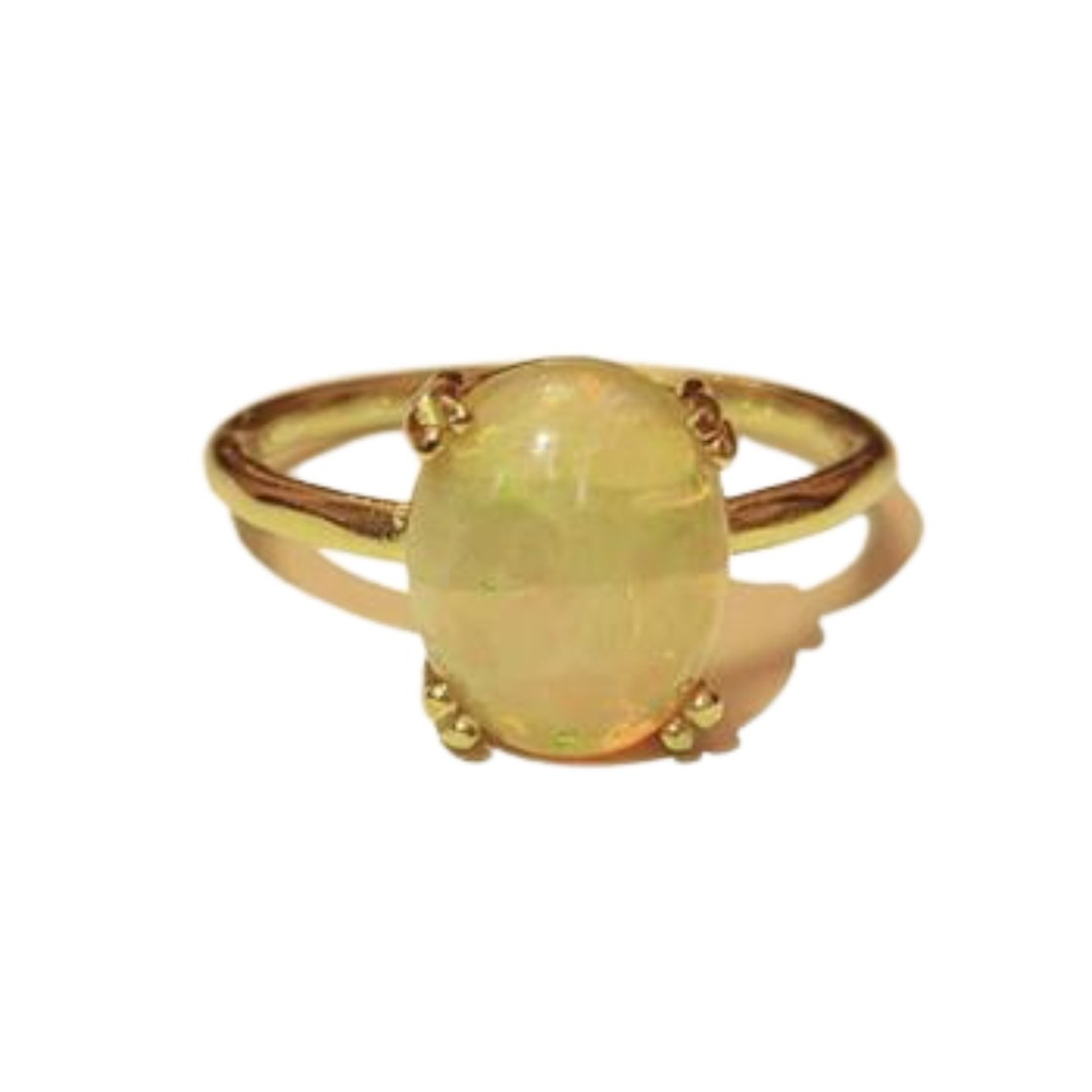 Fire Red Opal Ring 18k Yellow Gold Vermeil