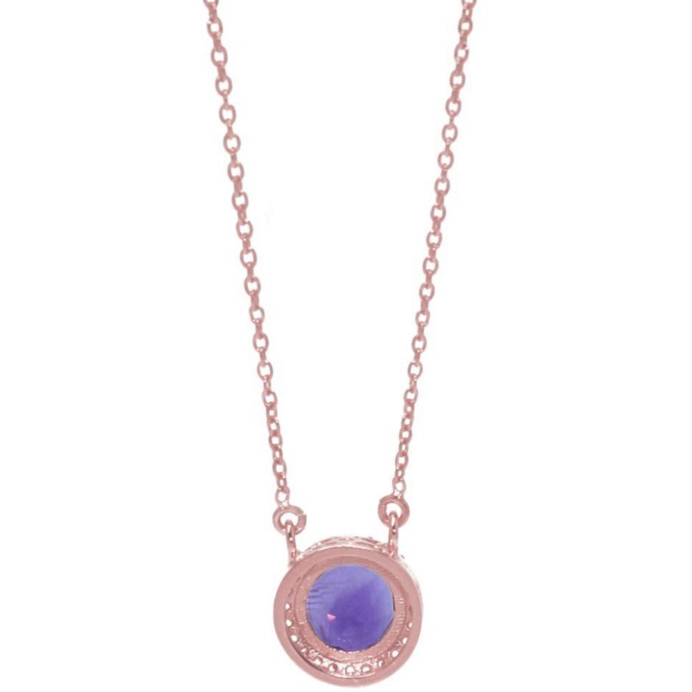 Princess Halo Necklace/18k Rose Gold with Amethyst & White Topaz - infinityXinfinity.co.uk