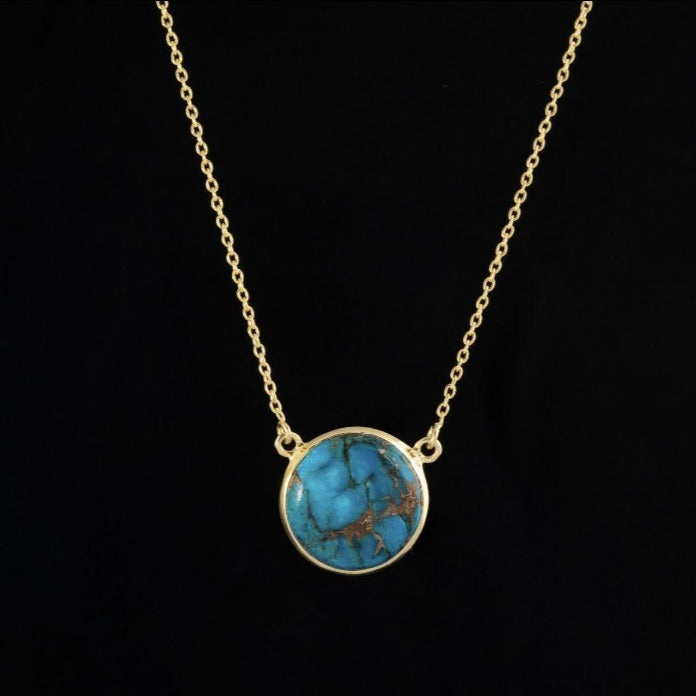 Copper Turquoise Necklace/18k Yellow Gold Vermeil in Copper Turquoise - infinityXinfinity.co.uk