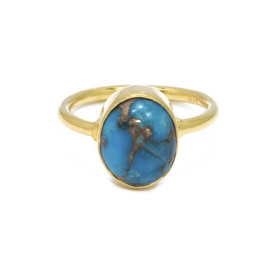 Copper Turquoise Ring 18K Yellow Gold Vermeil Copper Turquoise