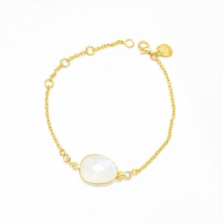 Rose Quartz Bracelet/18k yellow Gold with White Topaz - infinityXinfinity.co.uk