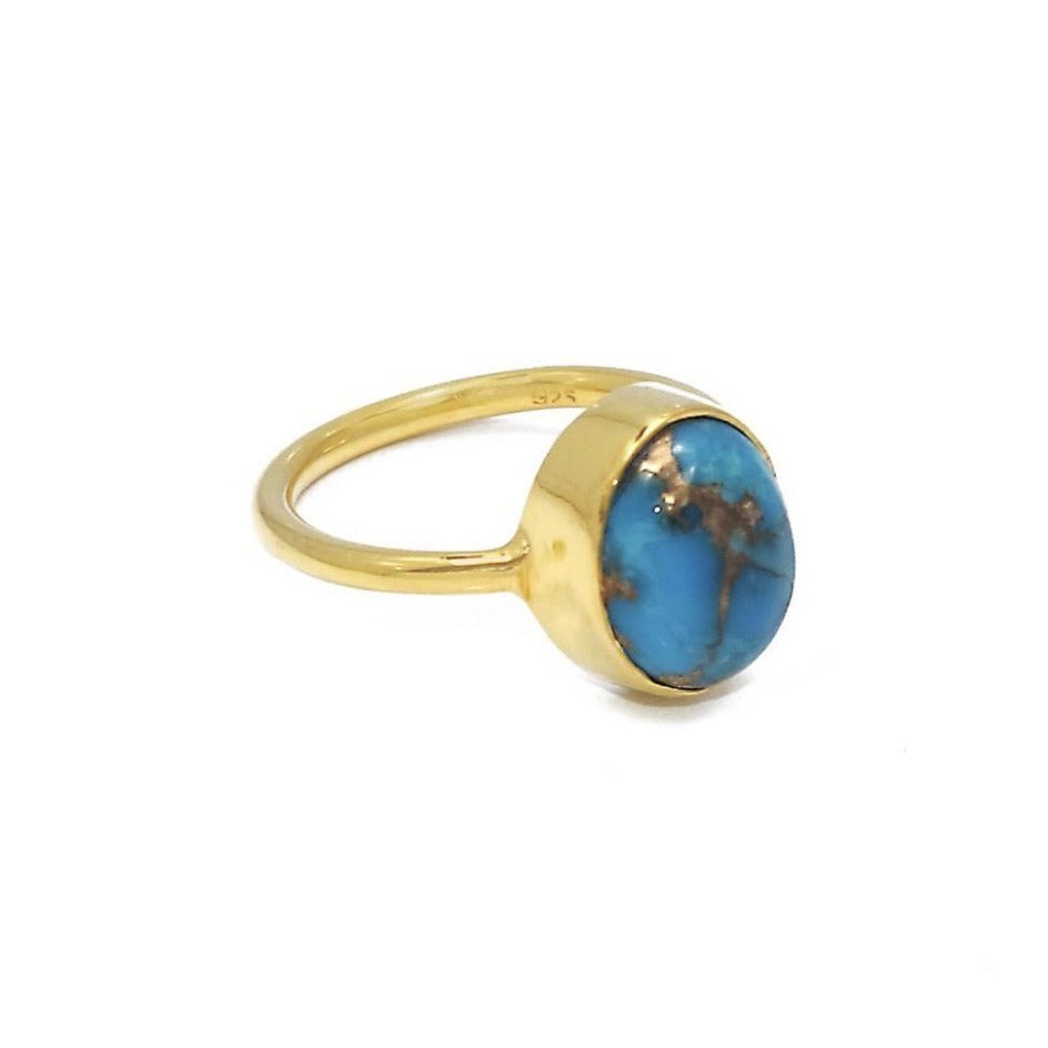 Copper Turquoise Ring/18k Yellow Gold Vermeil in Copper Turquoise - infinityXinfinity.co.uk