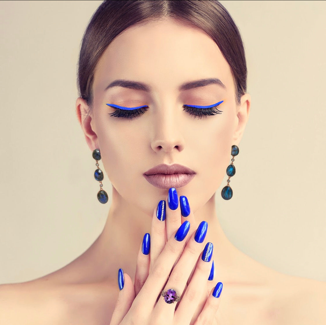 Moonlight Earrings/18k Rose Gold Vermeil with Labradorite & White Topaz - infinityXinfinity.co.uk