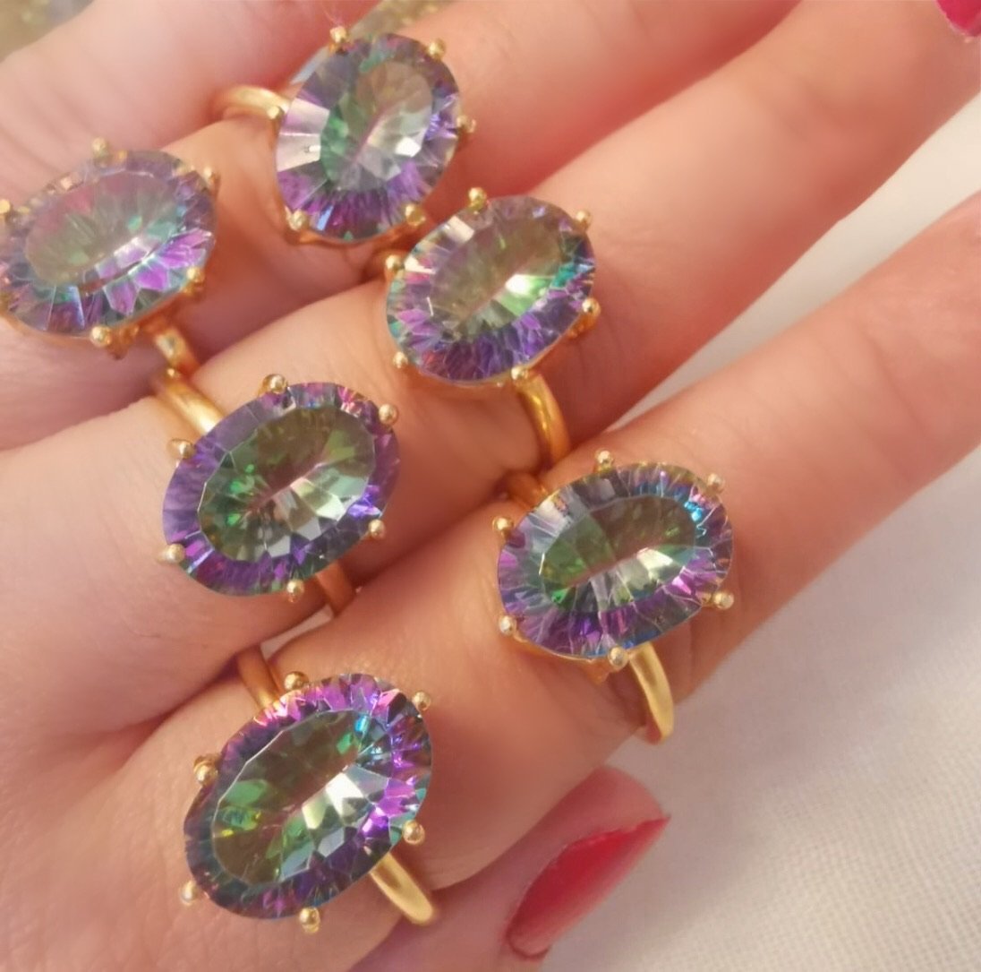 The Universe Ring/Mystic Topaz 18k Yellow Gold Vermeil - infinityXinfinity.co.uk