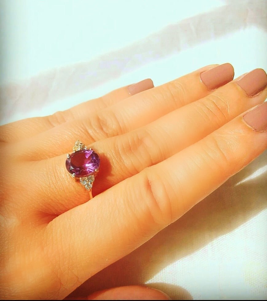 The Princess Ring/18k Rose Gold Vermeil Amethyst & White Topaz - infinityXinfinity.co.uk