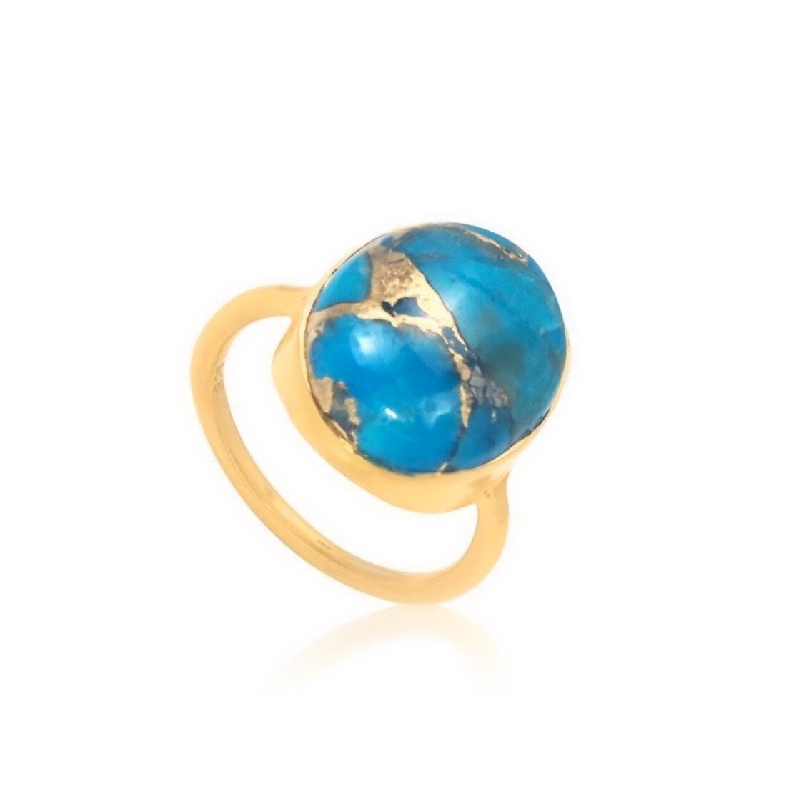 The XL Copper Turquoise Ring/18k Yellow Gold Vermeil in Copper Turquoise - infinityXinfinity.co.uk