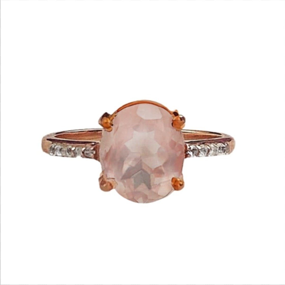 Paradise Ring 18k Rose Gold Rose Quartz White Topaz