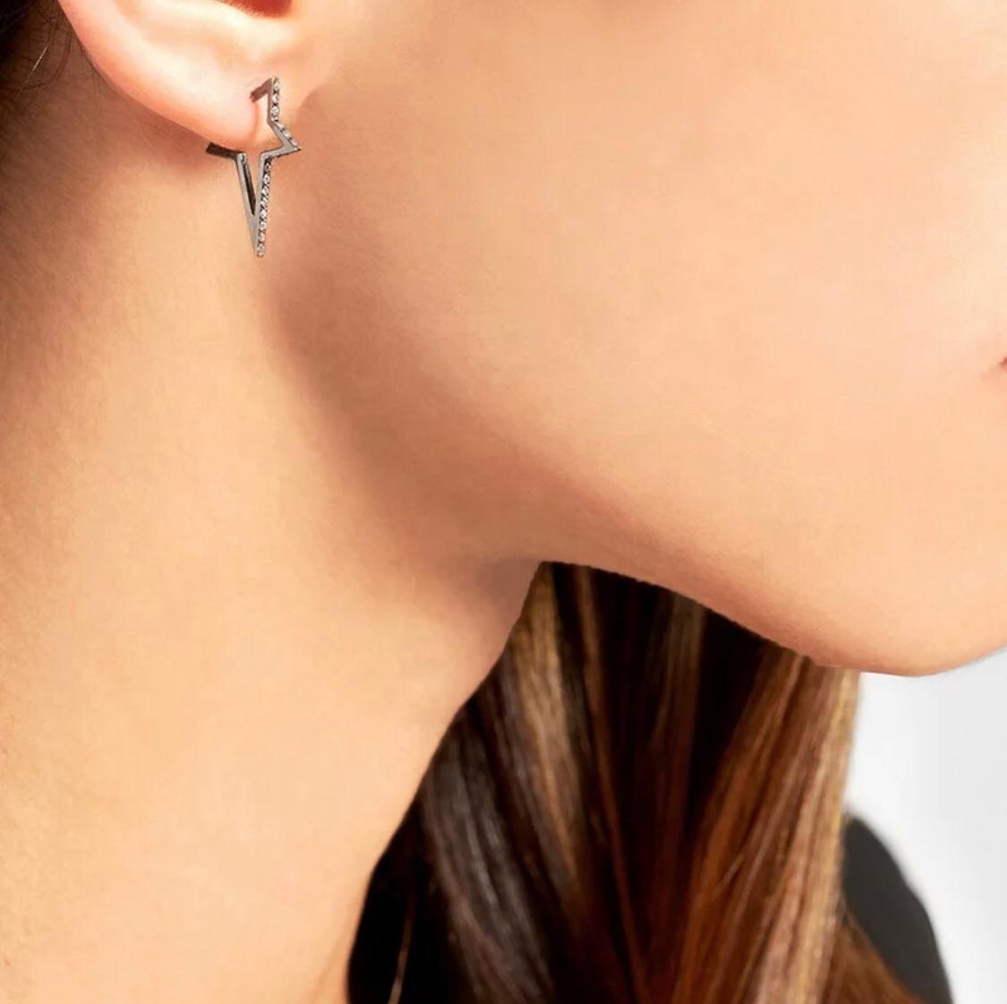 Starburst Earrings/18K White Gold & Premium Cubic Zirconia - infinityXinfinity.co.uk