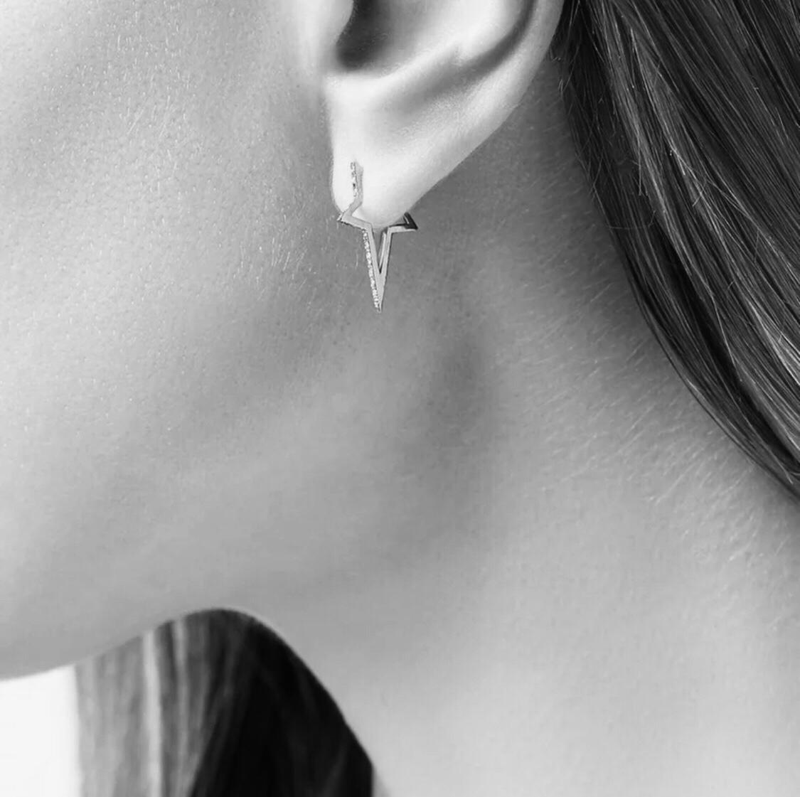 Starburst Earrings/18K White Gold & Premium Cubic Zirconia - infinityXinfinity.co.uk