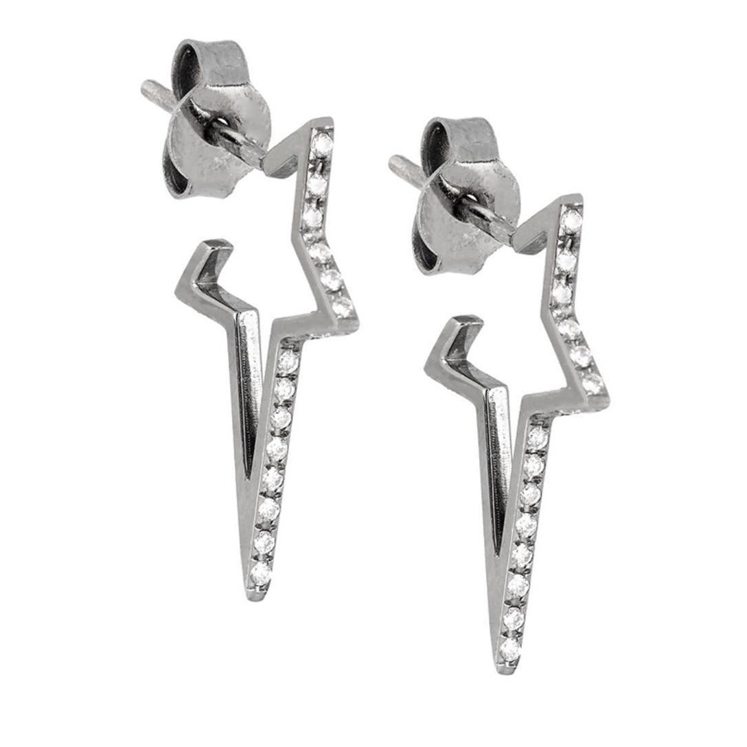 Starburst Earrings/18K White Gold & Premium Cubic Zirconia - infinityXinfinity.co.uk