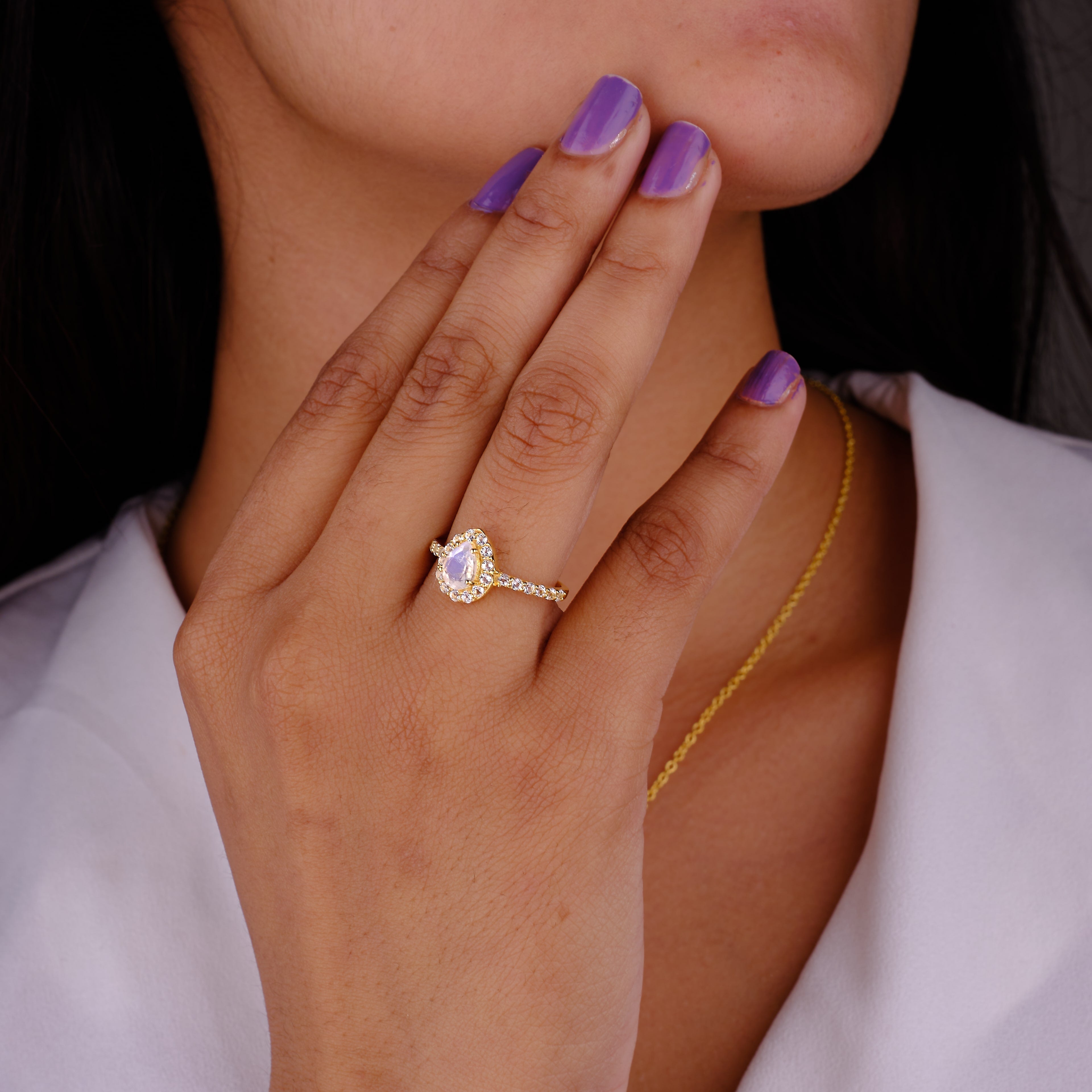 moonstone halo ring