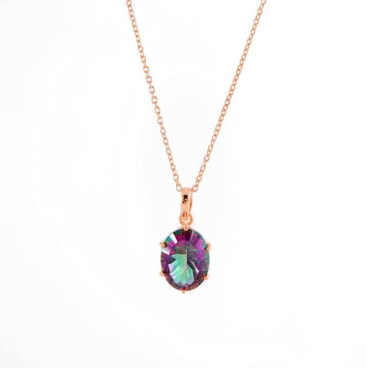 Universe Necklace 18k Rose Gold Vermeil & Mystic Topaz