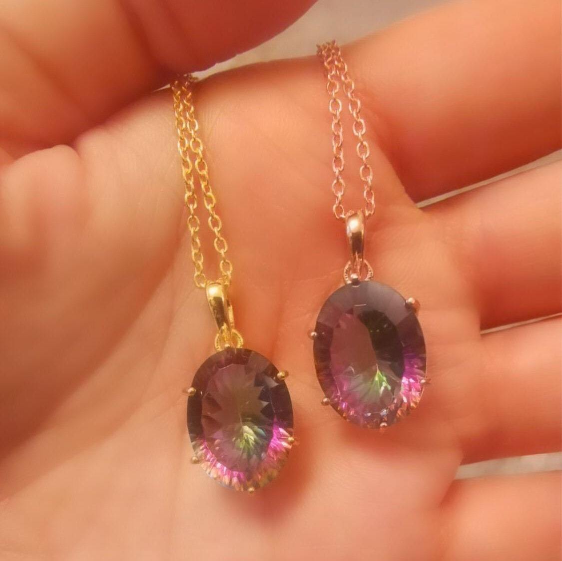 The Universe Necklace/18k Rose Gold Vermeil & Mystic Topaz - infinityXinfinity.co.uk